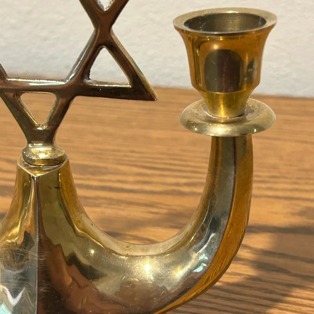 Brass Star of David Candle Holder